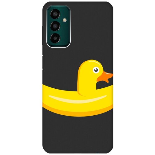 Матовый Soft Touch силиконовый чехол на Samsung Galaxy M13, Самсунг М13 с 3D принтом Duck Swim Ring черный силиконовый чехол с принтом flamingo swim ring для samsung galaxy m13 самсунг м13