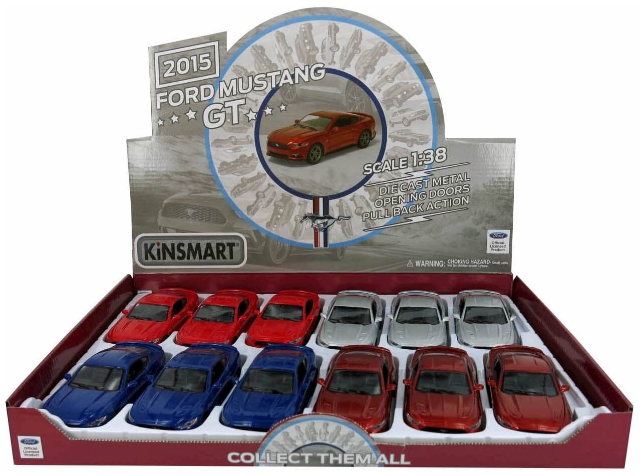 Металлическая машинка игрушка 1:38 2015 Ford Mustang GT KT5386D инерционная / Микс