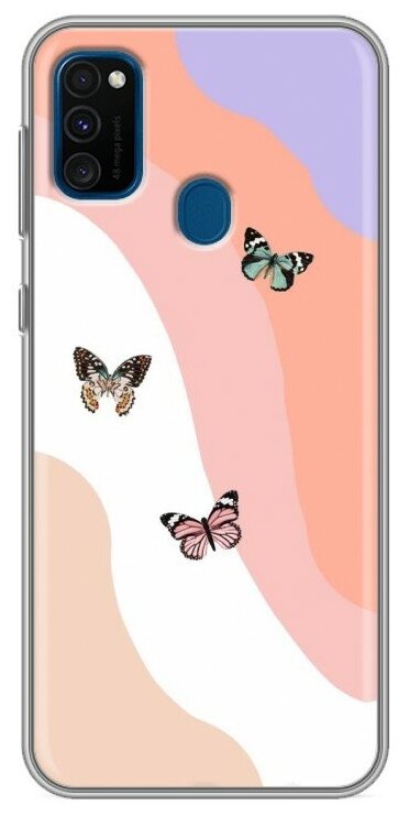 Дизайнерский силиконовый чехол для Самсунг Гэлакси М21 / Samsung Galaxy M21 Бабочки принт
