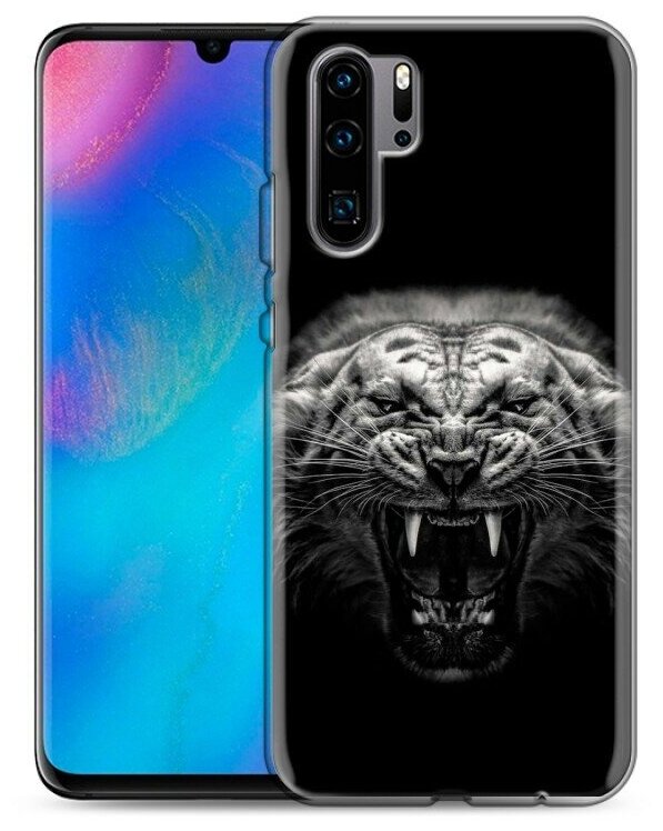 Дизайнерский силиконовый чехол для Хуавей Р30 Про / Huawei P30 Pro Рычащий тигр