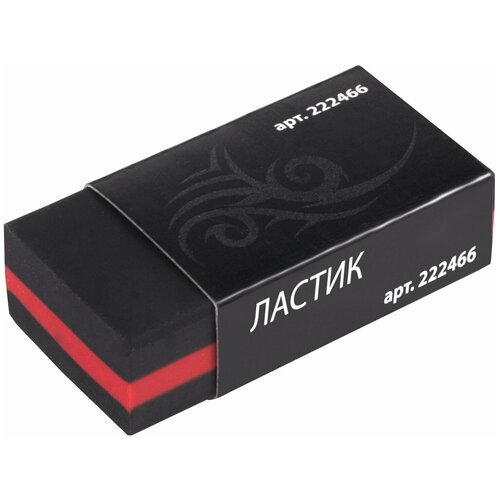 Ластик BRAUBERG BlackJack 40х20х11 мм черный прямоугольный картонный держатель, 30 шт