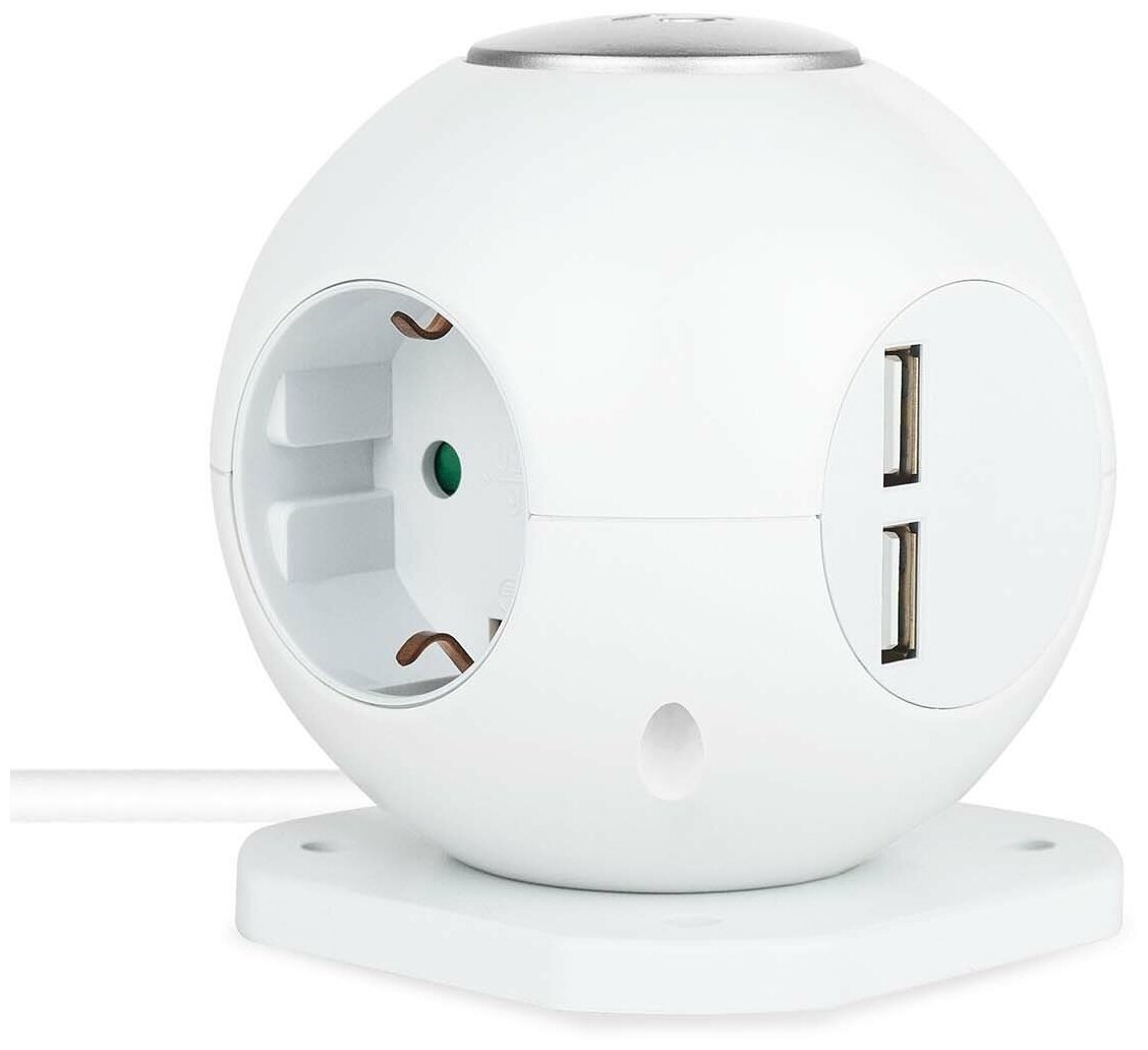 Сетевой фильтр Rombica Neo Spherum 3 Sockets 2 USB 1.5m White PSE-004