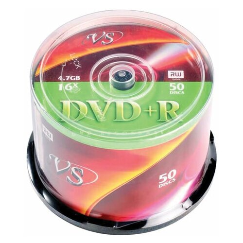 Диски DVD+R VS 4.7 Gb 16x, Cake Box, VSDVDPRCB5001 диски dvd r vs 4 7 gb 16x комплект 50 шт cake box vsdvdprcb5001