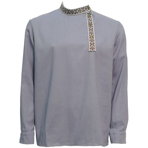 Рубашка День Косоворотки, размер 46, голубой, серый