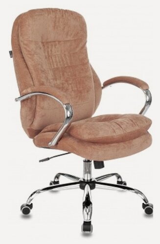 Изображение товара Кресло руководителя Бюрократ T-9950SL Fabric светло-коричневый Velvet 90 крестовина металл хром