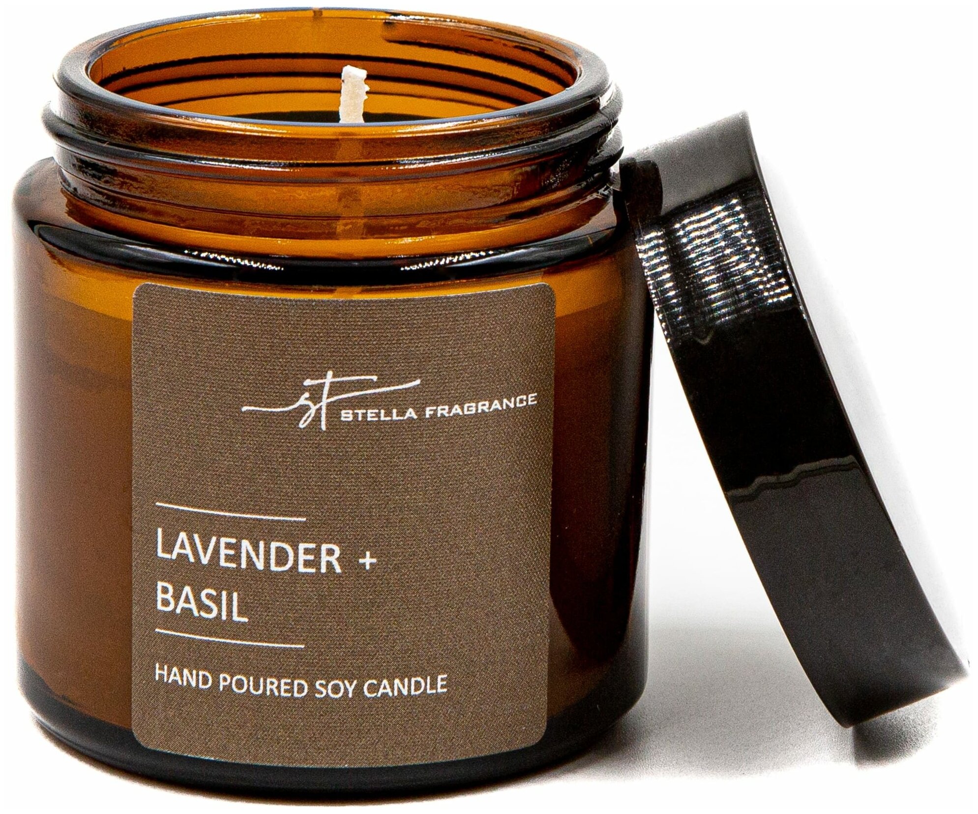 фото Свеча ароматическая в банке Stella Fragrance "LAVENDER BASIL", соевый воск, 90 гр.
