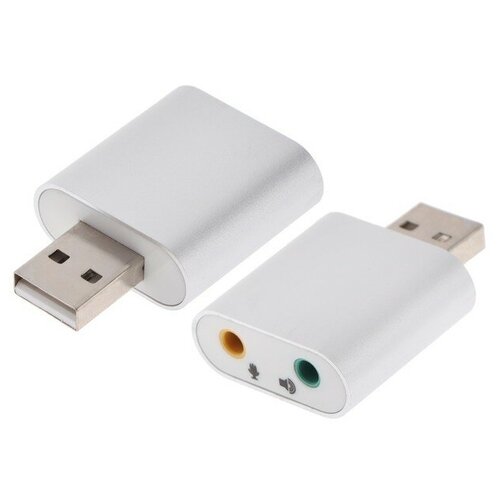 Внешняя звуковая карта LuazON USB разъемы Jack наушники и микрофон серая 55900₽