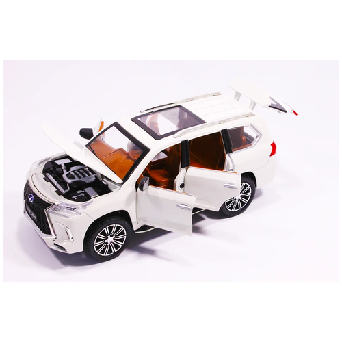 Лексус Lexus LX 570 21 см (1:24) металлическая инерционная машинка джип с открывающимися дверьми, капотом и багажником, звук и свет машинка металлическая модель лексус lexus lx 570 1 24 21 см синий инерционная со световыми и звуковыми эффектами