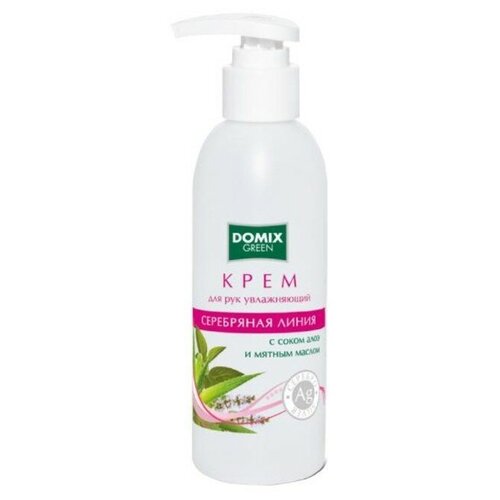 Domix Green Professional Крем для рук Domix увлажняющий с соком алоэ, мятным маслом и наносеребром, 200 мл