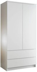 Шкаф/ шкаф для одежды / шкаф белый/ шкаф 2-х дверный/шкаф двухдверный/ шкаф с выдвижными ящиками/ шкаф Мори , 90х180х50 см, ДСВ