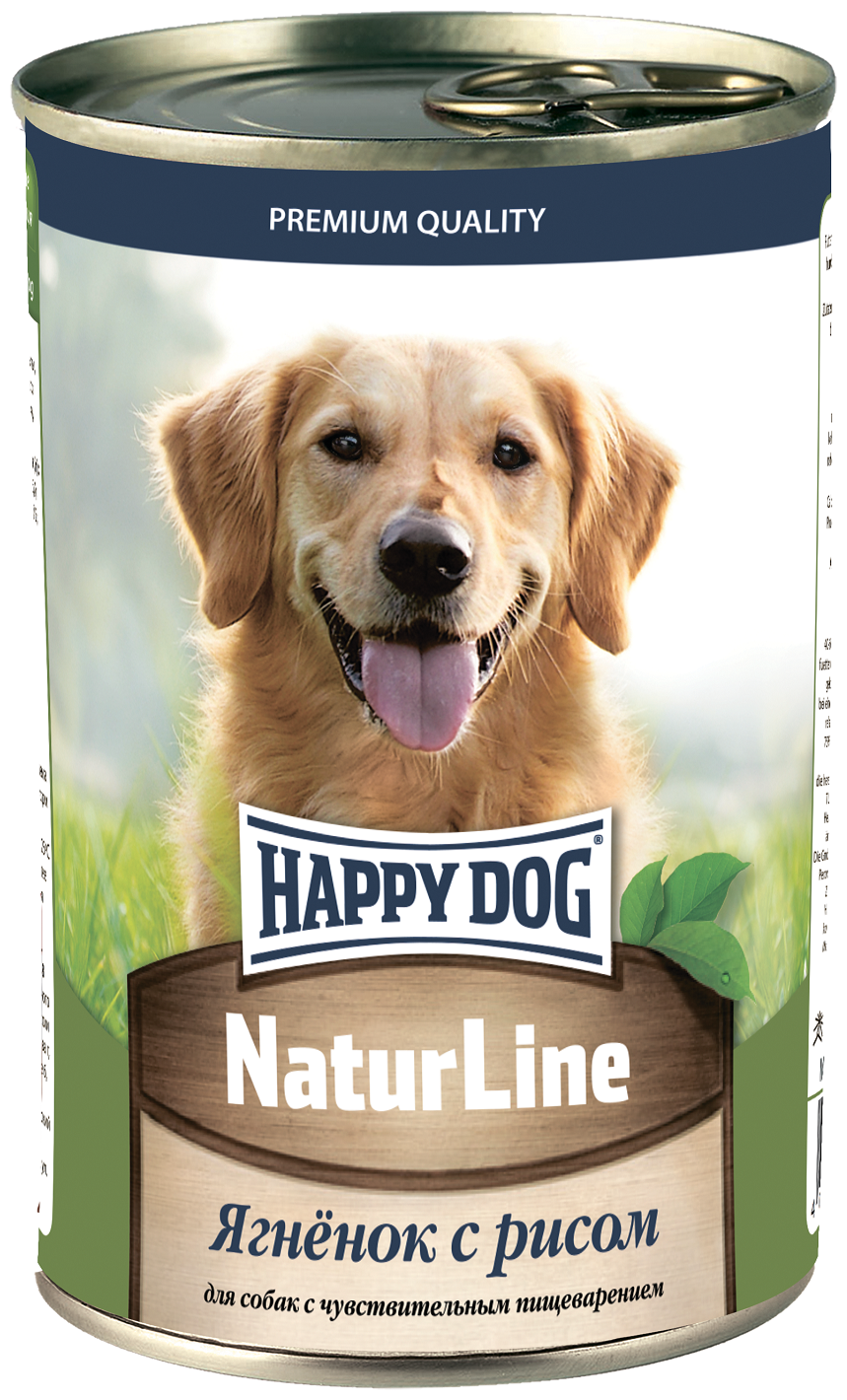 Влажный корм для собак Happy Dog NaturLine, при чувствительном пищеварении, ягненок, с рисом 20 шт. х 410 г