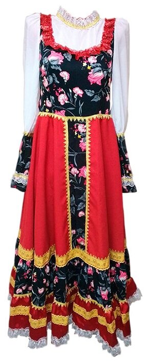 Сценический костюм Цветочный в русском стиле размер взрослый цвет красный