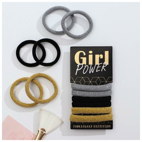 Набор резинок для волос Girl power, d= 4 см, 6 шт.