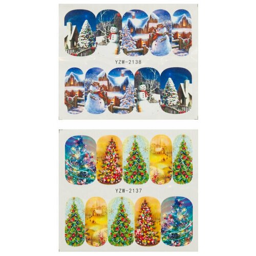 Набор наклеек для ногтей Новогоднее настроение, 2 шт. набор наклеек новогоднее настроение пластизоль