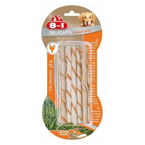 8in1 Delights Twisted Sticks Палочки плетеные с куриным мясом для собак 10 шт