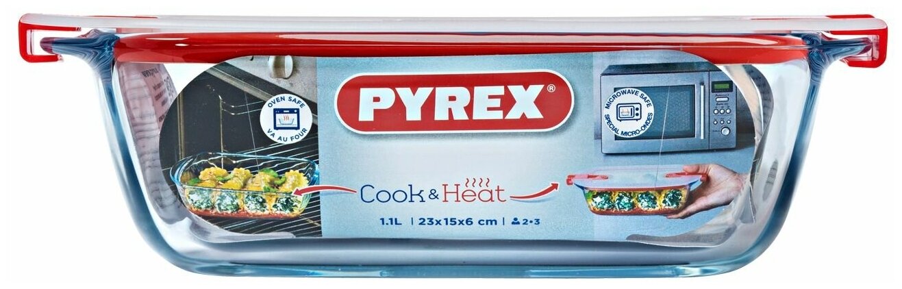 Блюдо для запекания и выпечки с крышкой COOK&HEAT 23X15см прямоугольное PYREX - фотография № 14