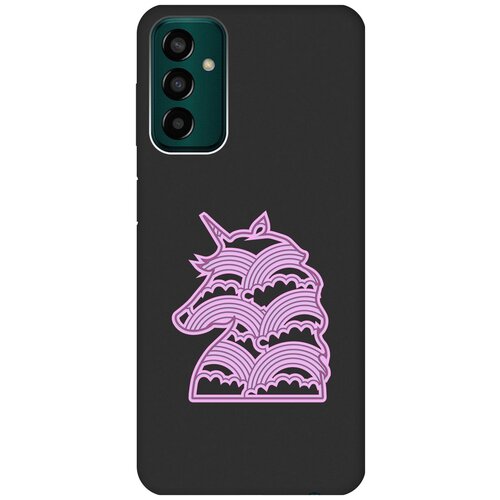 Матовый чехол Rainbow Unicorn для Samsung Galaxy M13 / Самсунг М13 с 3D эффектом черный матовый чехол unicorn swim ring для samsung galaxy m13 самсунг м13 с 3d эффектом красный