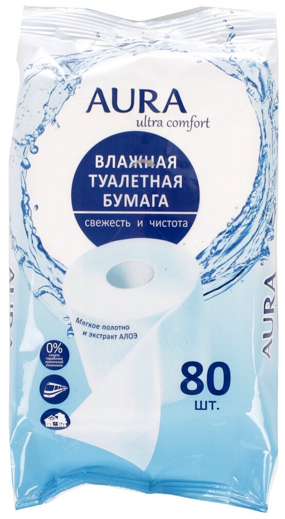 Влажная туалетная бумага Aura Ultra Comfort 80 шт - фото №19