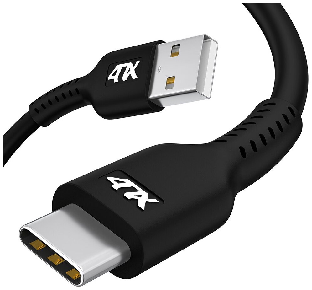 Кабель USB TypeC для зарядки и передачи данных черный 1.0м