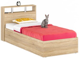 Кровать Камелия 900, цвет дуб сонома, ШхГхВ 93,5х217х78,2 см., спальное место 900х2000 мм., без матраса, основание есть