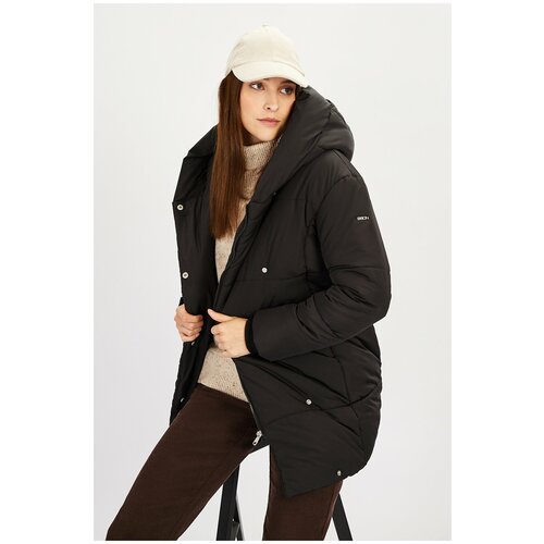 фото  куртка baon, демисезон/зима, силуэт прямой, манжеты, капюшон, карманы, водонепроницаемая, ветрозащитная, вентиляция, трикотажная, размер 46, черный