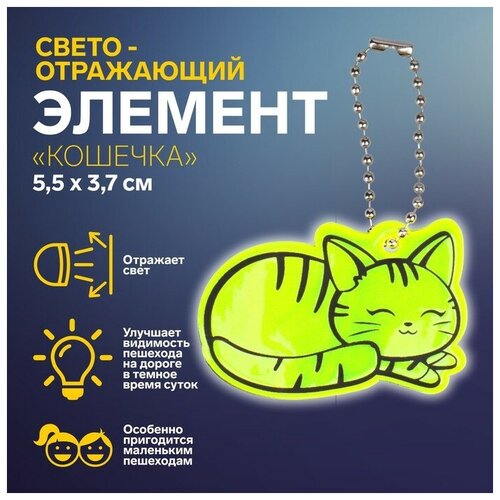 Светоотражающий элемент «Кошечка», двусторонний, 5,5 × 3,7 см, цвет микс