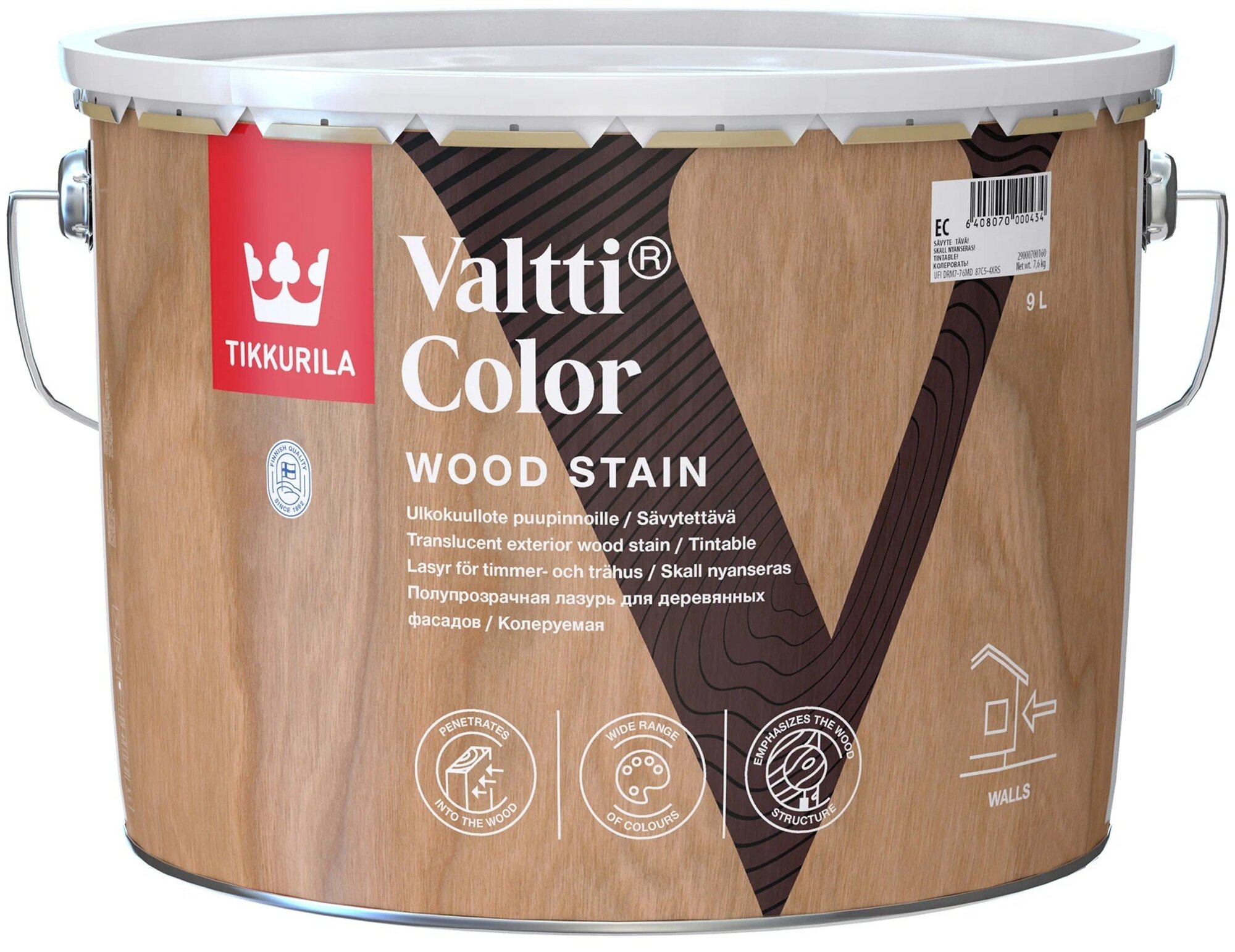 Tikkurila Valti Color Фасадная лазурь на масляной основе (матовый, бесцветный, 9 л)