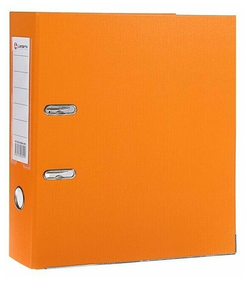 Папка-регистратор А4, 80 мм, PP Lamark, оранжевая, металлическая окантовка, карман, собранная
