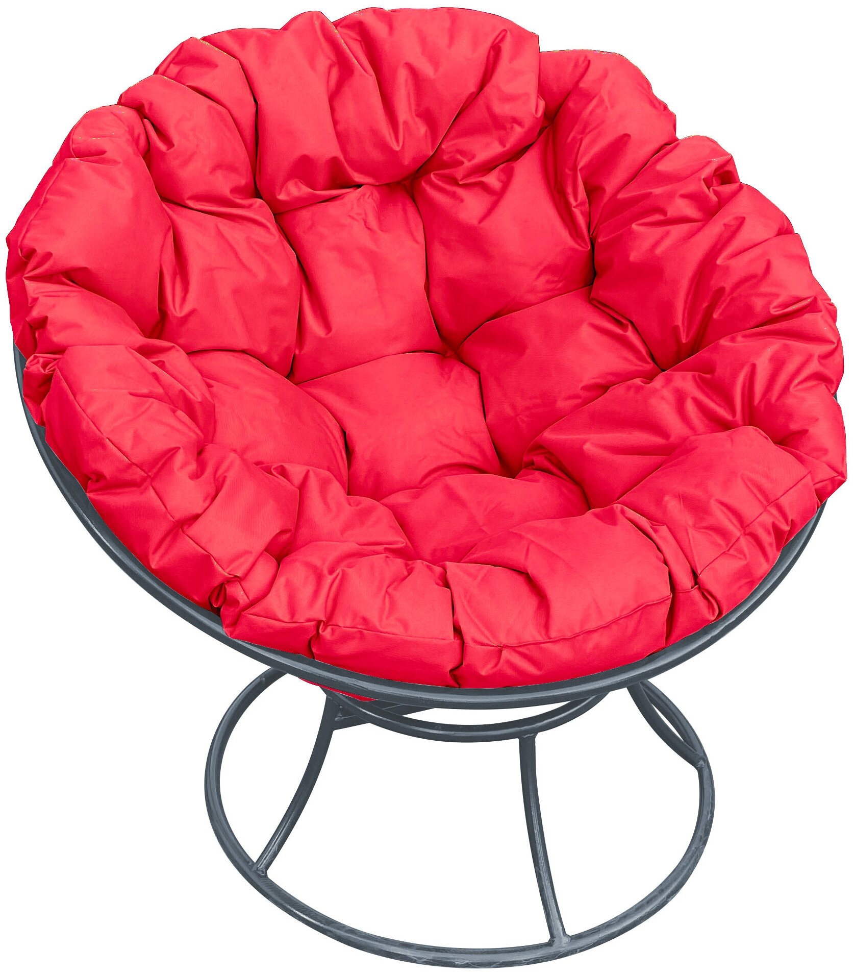 Кресло m-group папасан серое, красная подушка - фотография № 1