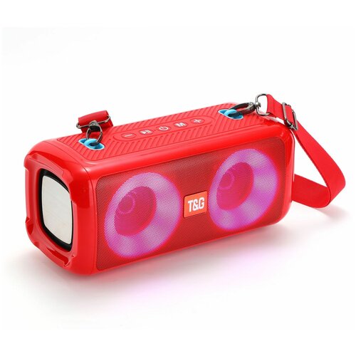 Портативная беспроводная блютуз колонка TG641 со светодиодной подсветкой музыкальный стерео-динамик с FM-радио и встроенным микрофоном красная 173500₽