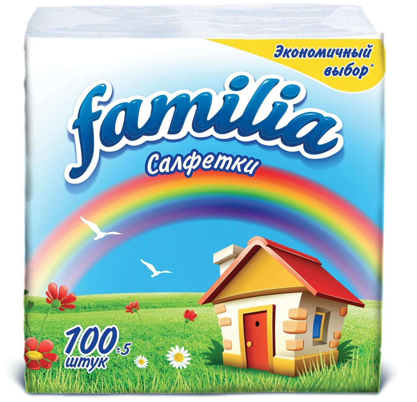 Салфетки бумажные FAMILIA. белые, 24х23 см, 100 шт.