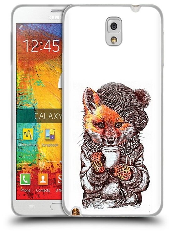 Чехол задняя-панель-накладка-бампер MyPads лиса в шапке для Samsung Galaxy Note 3 SM-N900/N9005 противоударный