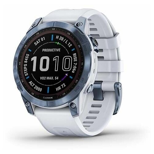 Умные часы Garmin Fenix 7 Sapphire Solar, синий минерал/белый