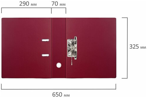 Папка-регистратор BRAUBERG с двухсторонним покрытием из ПВХ, 70 мм, бордовая, 222653 3 шт