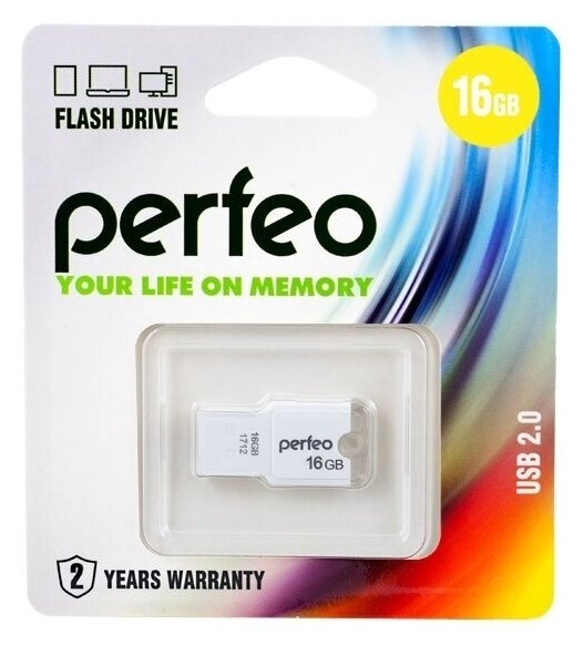 USB Флеш-накопитель USB накопитель Perfeo 16GB M01 White