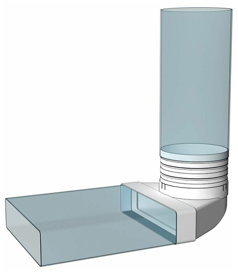 Соединитель вентиляционный плоский+круглый Эра 612СК10КП, 60х120 мм, 100 мм - фотография № 2