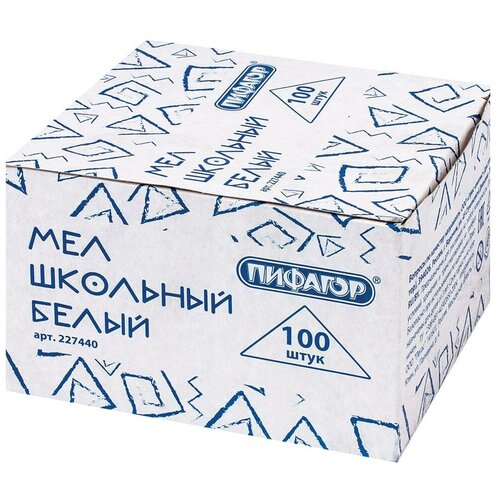 Мел белый пифагор, набор 100 шт.,квадратный, 4 уп.