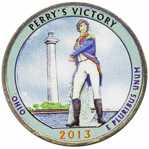 (017d) Монета США 2013 год 25 центов Мемориал мира Вариант №1 Медь-Никель COLOR. Цветная