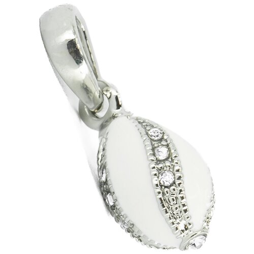 фото Подвеска "св" в стиле фаберже "нежность" 1,6 см белая / серебристая