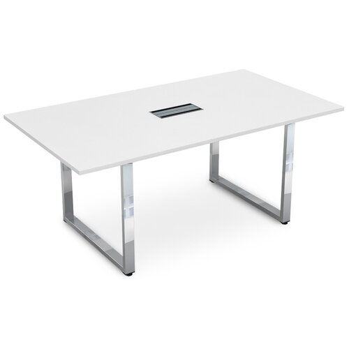 Стол для переговоров на О-образном металлокаркасе GLOSS LINE ALSAV НСП-О.938 белый премиум 1800х1000х750