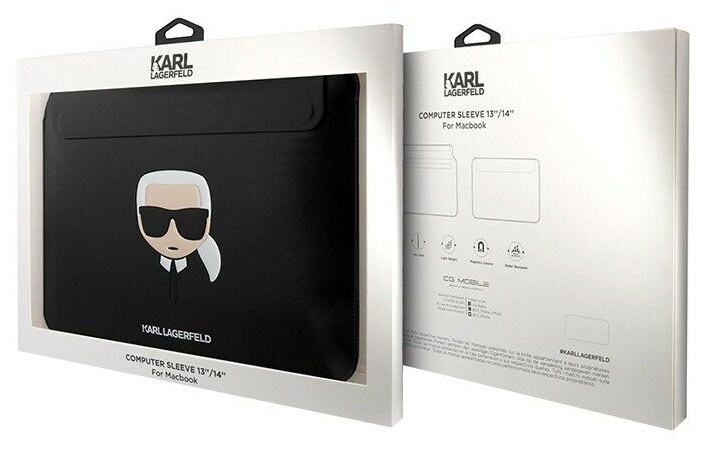 Чехол-папка Lagerfeld Ikonik Karl Sleeve для ноутбуков 13-14 дюймов, черный
