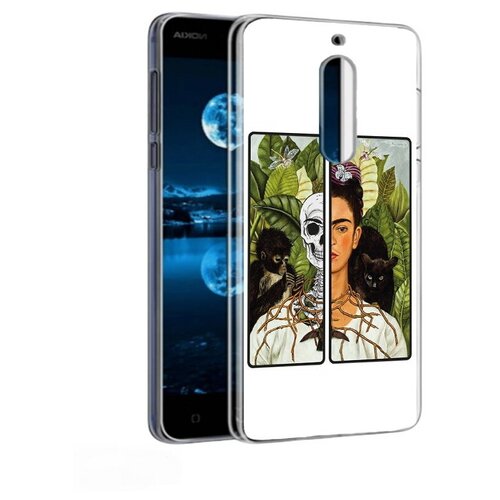 Чехол задняя-панель-накладка-бампер MyPads сдвоенная картинка девушка скелет для Nokia 5 противоударный