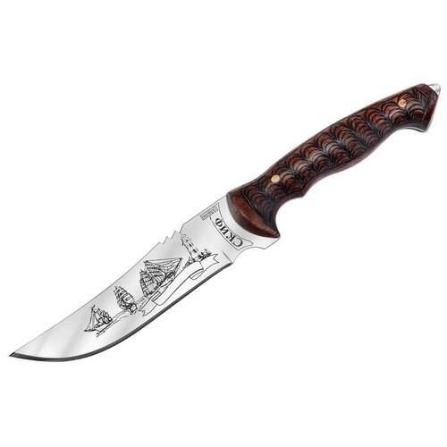 фото Нож скиф, сталь 65х13, рукоять жженый орех (чешуя) mirus group