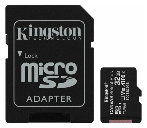 Карта памяти microSDHC 32 GB KINGSTON Canvas Select Plus UHS-I U1 100 Мб/с (class 10) адаптер 1 шт