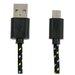 Кабель Defender USB08-03T, USB - microUSB, 1 м, тканевая оплётка, чёрный