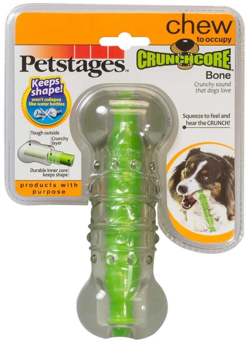 Petstages игрушка для собак "Хрустящая косточка" резиновая средняя - фотография № 10