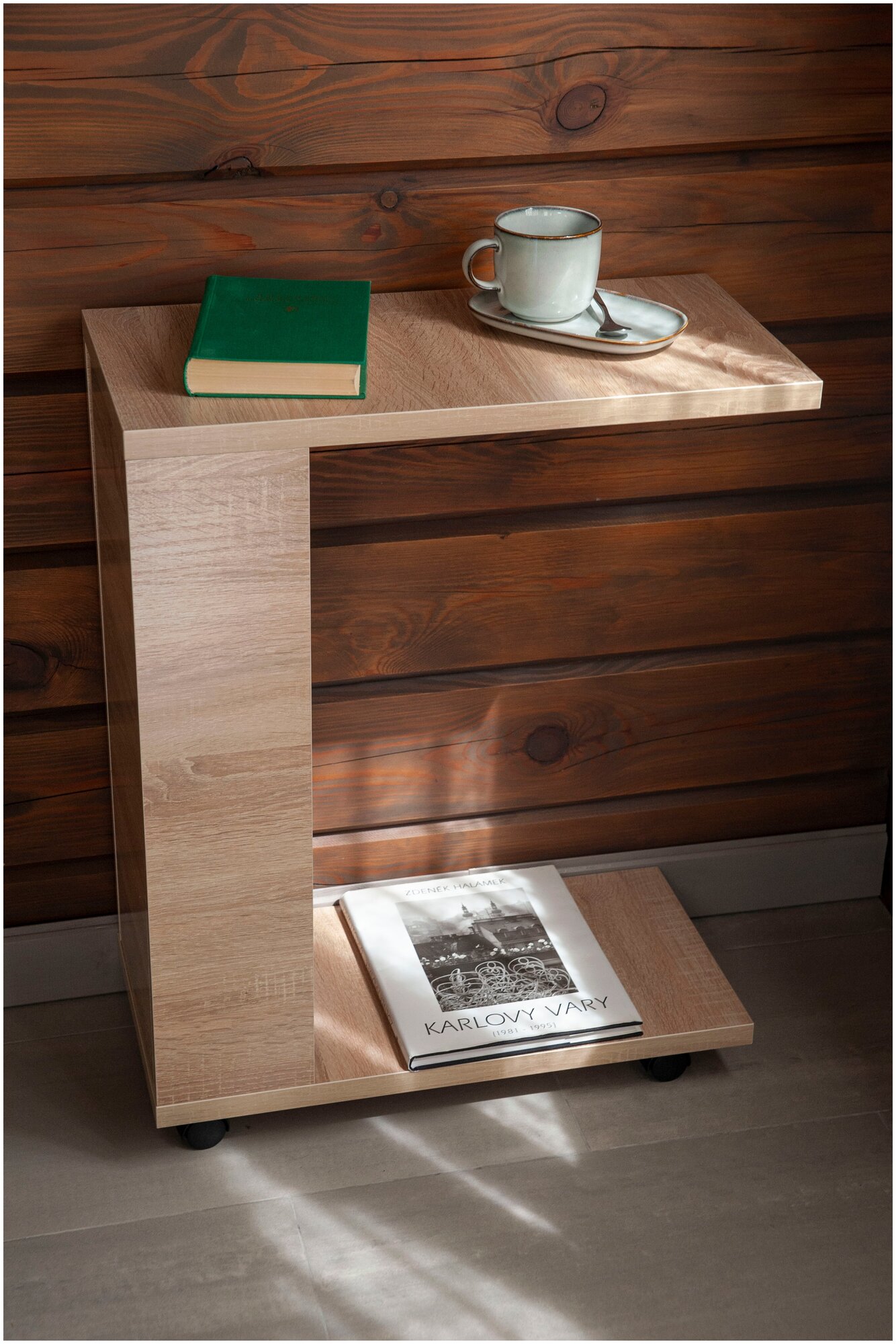 Журнальный приставной придиванный столик на колесиках Hesby Coffe 9 дуб сонома - фотография № 5
