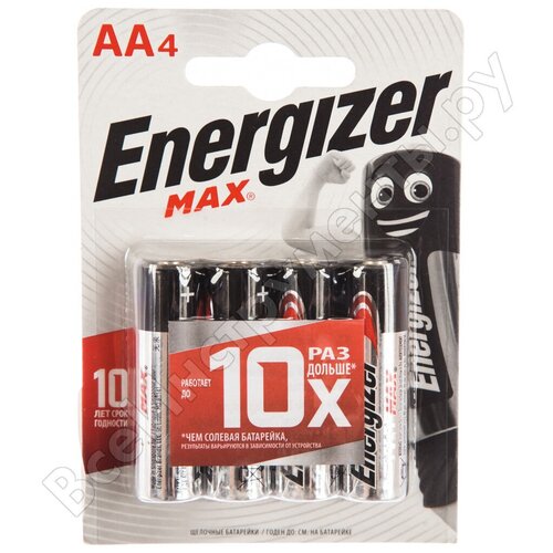 Щелочная батарейка Energizer LR6 AA MAX 1.5В бл/4 7638900437645 батарейка energizer aa max 2шт e301532801