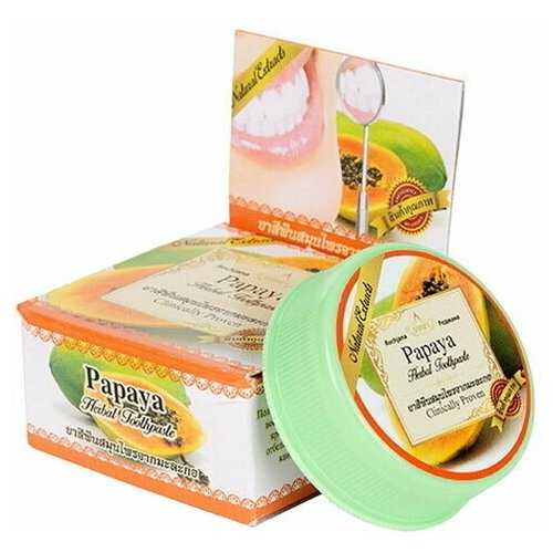 Травяная зубная паста Rochjana Papaya Herbal Toothpaste отбеливающая с экстрактом папайи 30 г