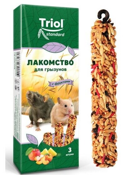 Лакомство Triol Standard для грызунов с фруктами (уп. 3 шт), 80г